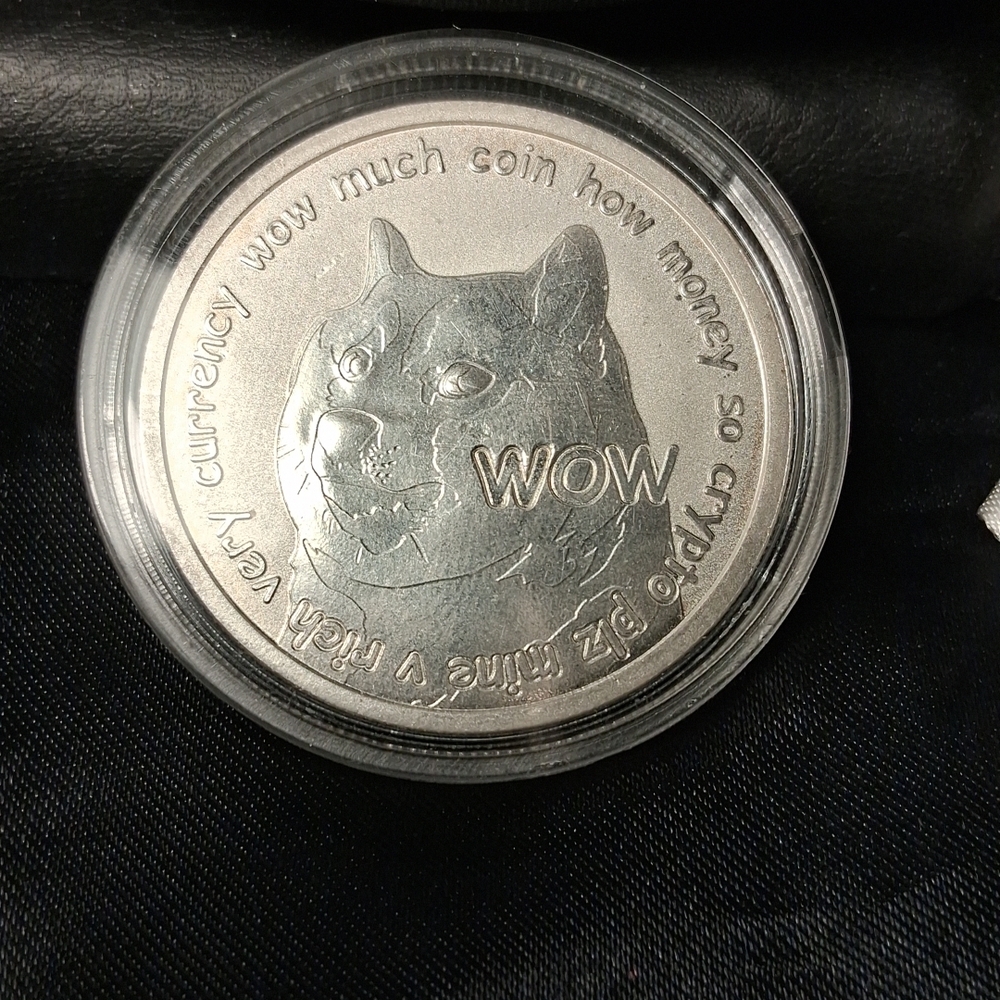 P53. 1 Troy Ounce 0.999 fine Silver Doge Coin TO THE MOON Dogecoin In Case